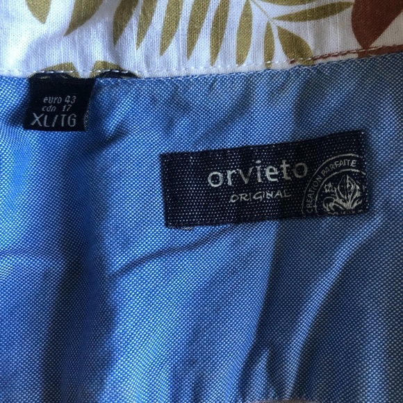 Men's Tropical Leaf Print Cotton Short Sleeve Button Up Shirt XL - Picture 9 of 10